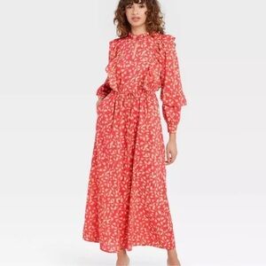 NWT Who What Wear Balloon Long Sleeve  Floral Maxi Dress Size Medium